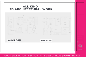 draw 2d architectural floor and house plan in autocad