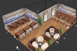 colourful landscape, room, event design visualization