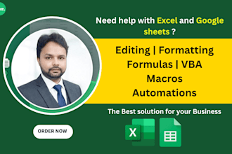 edit and format excel spreadsheet, google sheets, excel formula, vba