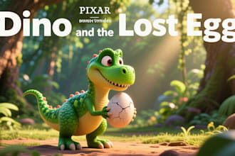 create ai kids stories, pixar style 3d, kids animation