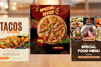 do restaurant and food menu, flyer, poster, brochure design in 18 hrs