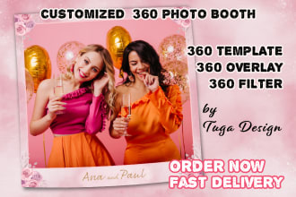 design 360 photo booth template overlays with fast delivery