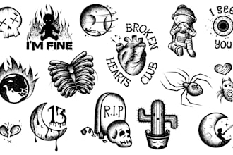 design a custom dotwork or lined tattoo