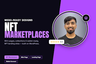 design nft website, nft marketplace, nft landing page on wordpress