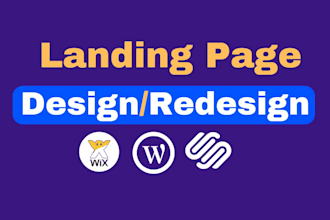 do wix, squarespace landing page design, redesign or one page website