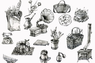 draw hand drawn icons, logo or stickers for you
