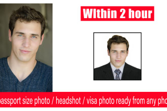 do passport size photo from any photo in 2 hrs, visa photo
