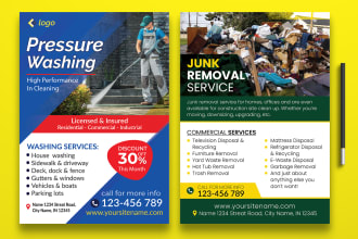 design lawn care, pressure washing, junk removal, cleaning flyer, postcard