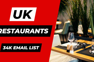 uk restaurants email list database, 34k email addresses