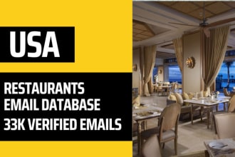 usa restaurants email list, 33k verified email addresses