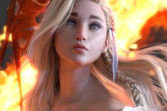 create high quality 3d character art, fantasy art, sci fi art, and concept art