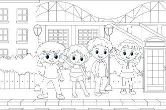 do unique coloring book page and book illustration for kids