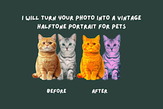 turn your photo into a vintage halftone portrait for pet