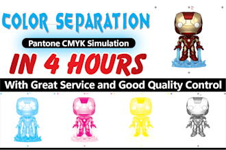 do color separation pantone, halftone, vector in 4 hours