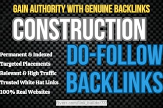 build off page SEO backlinks on high DR construction websites
