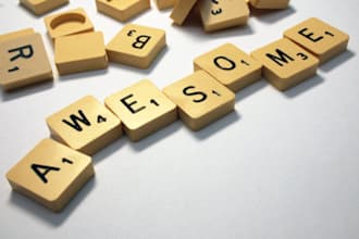 take a high res photo of any words for you with scrabble tiles and send the digital picture for you to use as you please