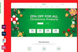 create christmas UI landing page design