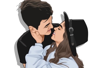 draw your couple to portrait vector illustration