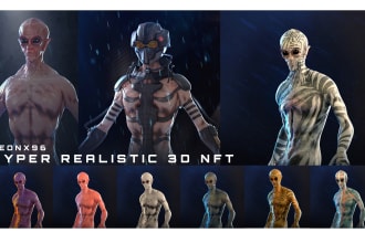 make realistic 3d characters for nft, games and films