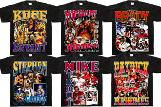 do 90s vintage  sports custom bootleg t shirt design in 24 hours