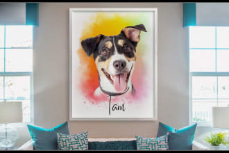 create watercolor portrait and digital oil painting from your pet animal photo