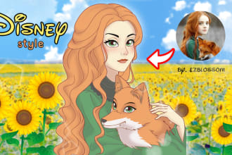 draw your potrait pet in disney style cartoon illustration