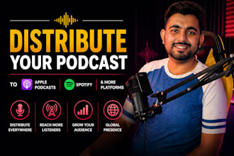set up, launch and distribute your podcast to apple, spotify and more platforms