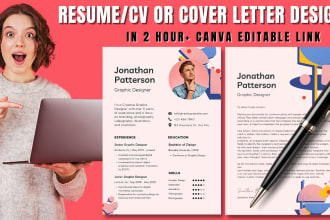 make professional CV, infographic resume, cover letter design on canva