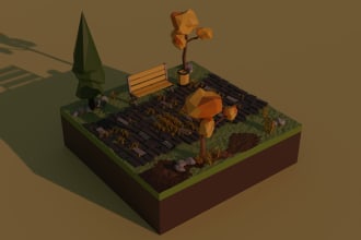 3d low poly environment scene or map or an item