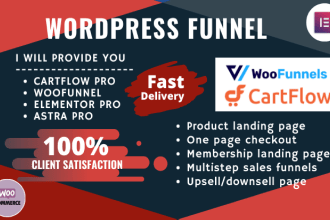 create wordpress sales or click funnel funnels landing page cartflows,woofunnel