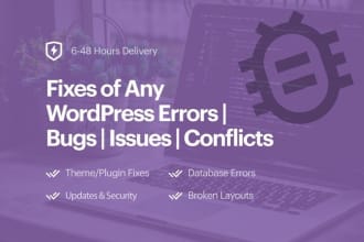 do any wordpress development tasks and bugs fixing error