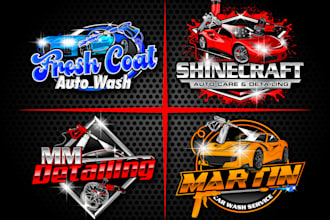 do modern 3d, auto detailing auto repair and car wash logo