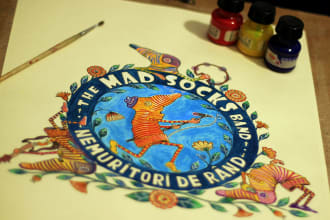 create a logo in watercolor, hand drawn or digital