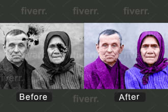 restore, repair, colorize and retouch your old damaged photo