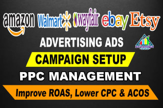 setup and optimize amazon wayfair ebay etsy walmart PPC campaign advertising ads