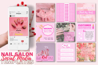 create nail salon canva templates social media posts