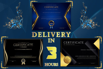 do premium certificate design within 3 hours