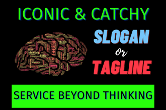 write an iconic, catchy business name and slogan or tagline
