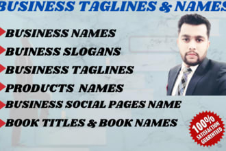 make business names, slogans, taglines product names for you