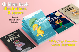 draw children book illustration and cover book