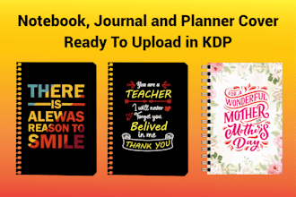design typography notebook, journal cover for amazon KDP