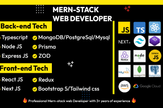 be your mern stack developer or react website front end developer