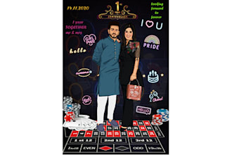 design weeding invites and couple illustration