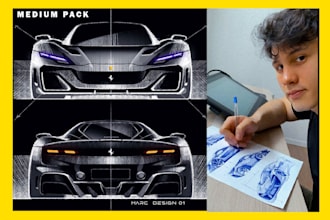 development your idea of concept car by sketching, professional car designer