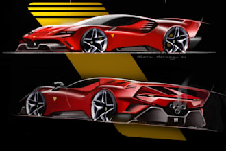 development your idea of concept car by sketching, professional car designer