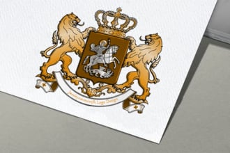 professional lion coat of arms family crest heraldic logo
