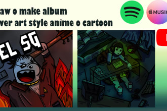 draw cover art, lo fi  style cartoon o anime for you music