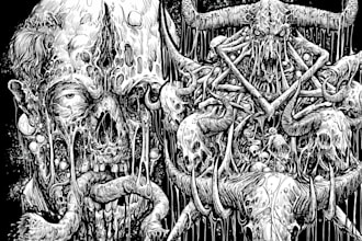 draw slamming death metal, horror, brutal, and gore artwork