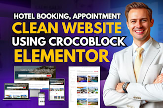 create appointment, travel,car,hotel booking website by crocoblock,elementor pro