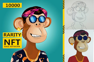 Top 5!  design unique 100 1k 10k random nft art collection for opensea